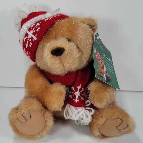 Christmas Bear Plush American Greetings Card Holder Stuffed Animal Magnet Paws - Picture 13 of 13
